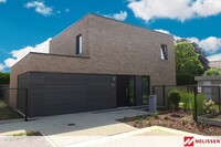 Dom z cegły, dom z garażem, grafitowa brama garażowa, ceglana elewacja, ciekawy dom z elewacją z cegły,